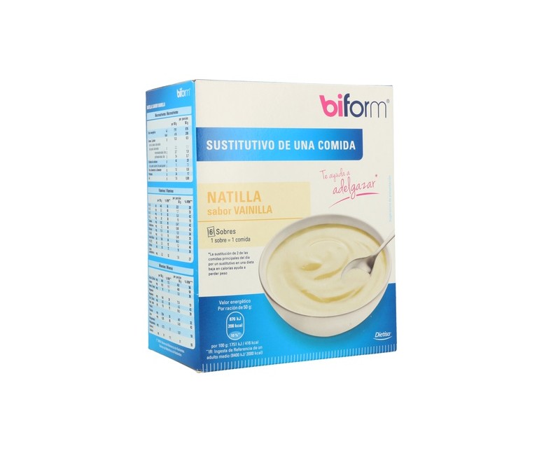 Natilla sabor vainilla 6 sobres de 50g (Vainilla) Biform