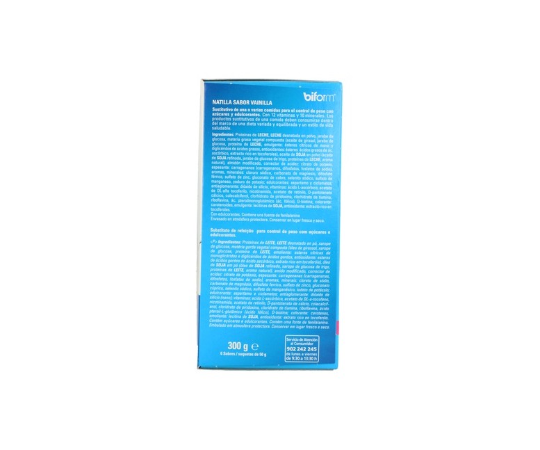Natilla sabor vainilla 6 sobres de 50g (Vainilla) Biform