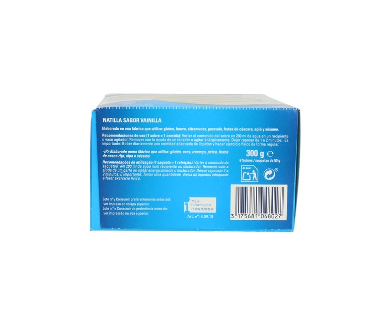 Natilla sabor vainilla 6 sobres de 50g (Vainilla) Biform