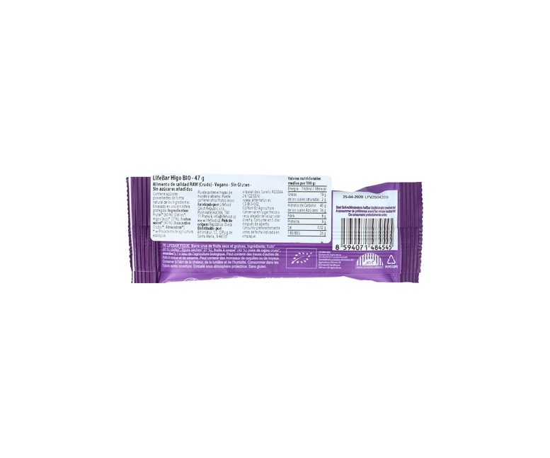 Pack Lifebar (Sabor Higo) 15 barritas de 47g Lifefood
