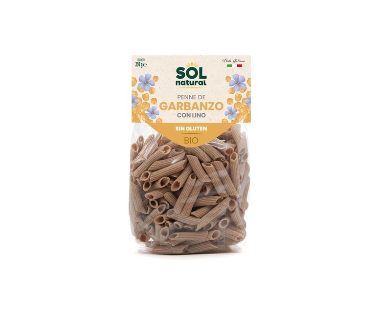 Macarrones de garbanzo con lino sin gluten Bio 250 g Sol Natural