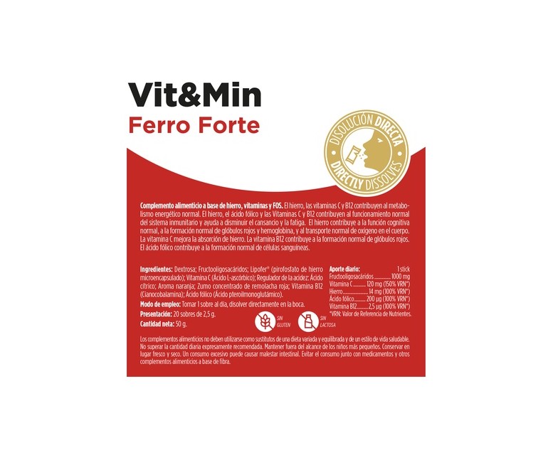 Vit&Min Ferro Forte 20 sobres de 2.5g (Naranja) Eladiet