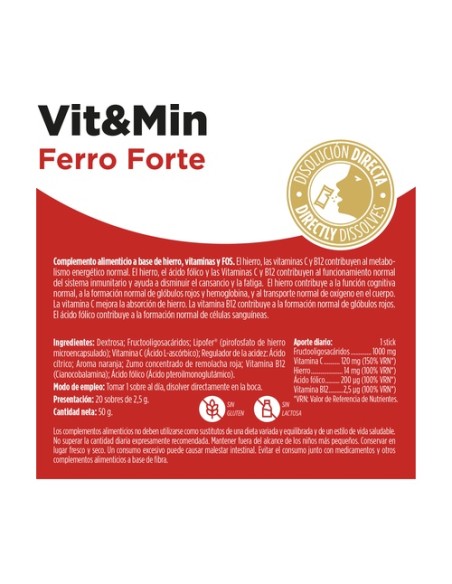 Vit&Min Ferro Forte 20 sobres de 2.5g (Naranja) Eladiet