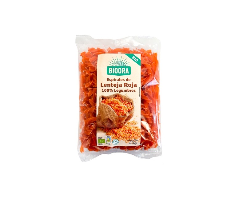 Espirales Lenteja Roja Bio 250 g Biográ