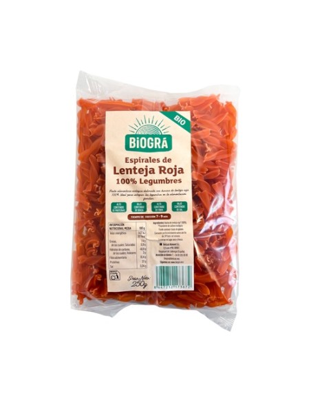 Espirales Lenteja Roja Bio 250 g Biográ