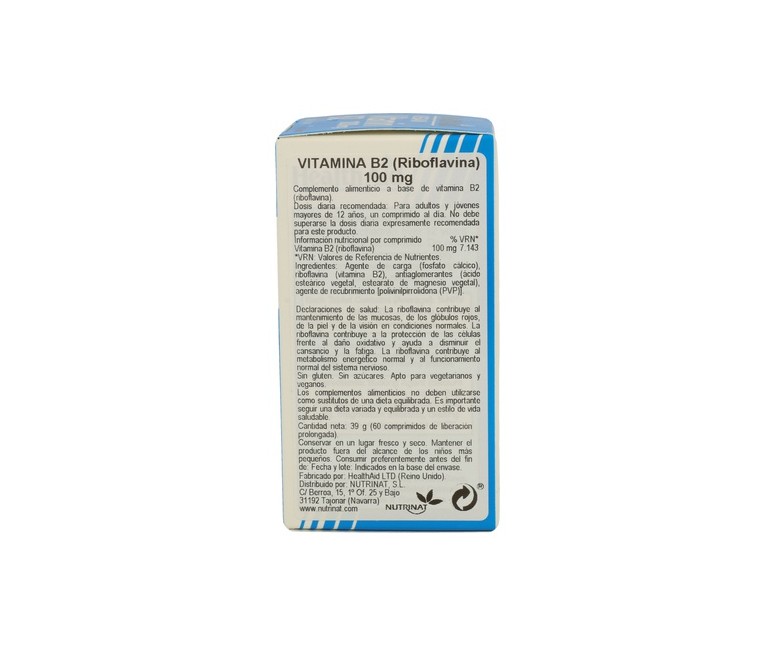Vit B2 Riboflavina 60 comprimidos Health aid