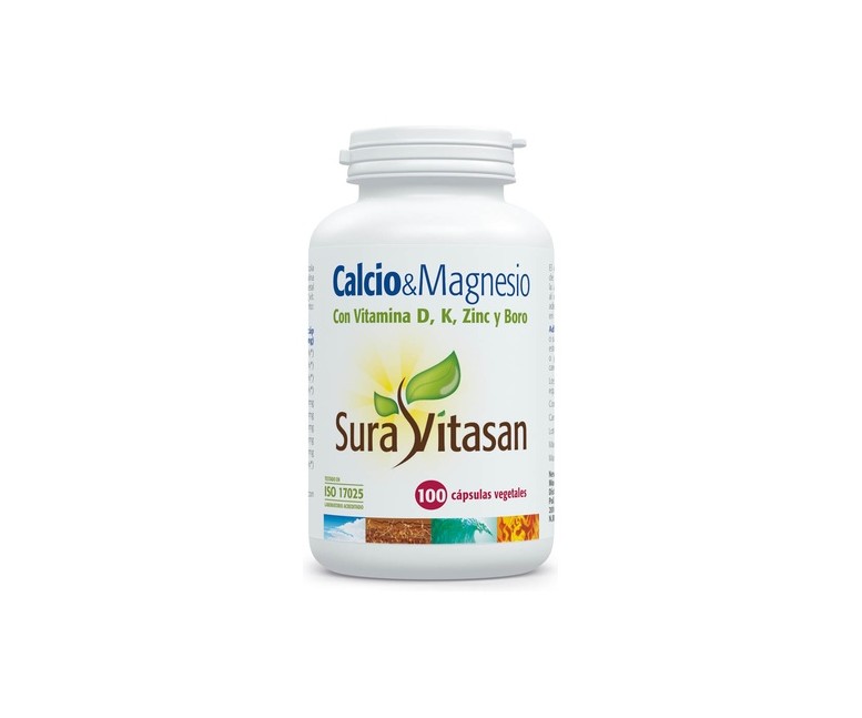 Calcio y Magnesio con vitamina D, Zinc y Boro 100 cápsulas Sura Vitasan