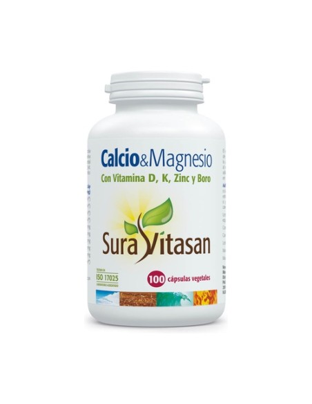 Calcio y Magnesio con vitamina D, Zinc y Boro 100 cápsulas Sura Vitasan