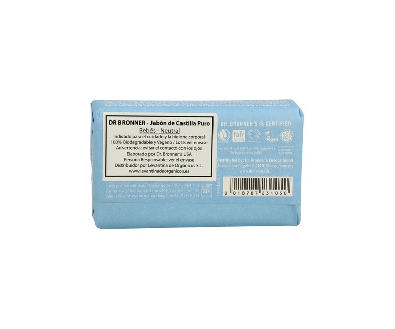 Pastilla de jabón neutro para bebé 140 g Dr. Bronners