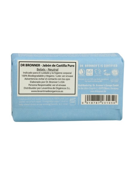 Pastilla de jabón neutro para bebé 140 g Dr. Bronners