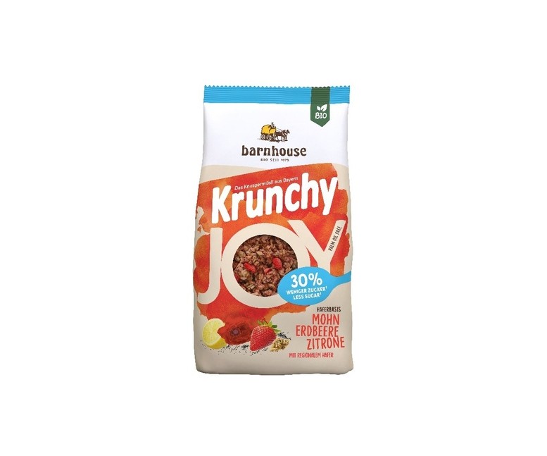Muesli Krunchy Joy de Amapola, Fresa y Limón 375 g Barnhouse