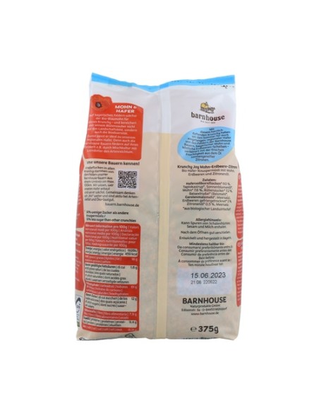 Muesli Krunchy Joy de Amapola, Fresa y Limón 375 g Barnhouse