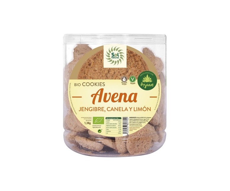 Galletas de avena con jengibre y limón formato familiar Bio 1,3 kg Sol Natural