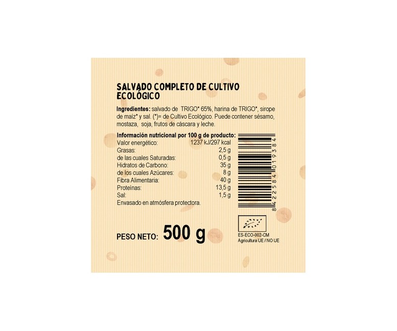 Salvado Completo Bio 500 g El Granero Integral
