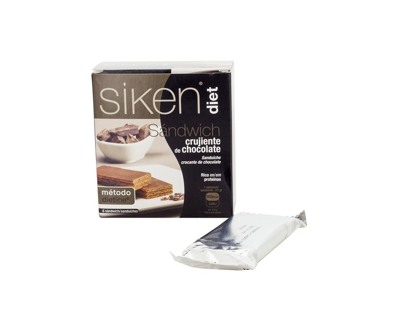 Siken Diet Sandwich Crujiente de Chocolate 6 unidades de 21g Siken
