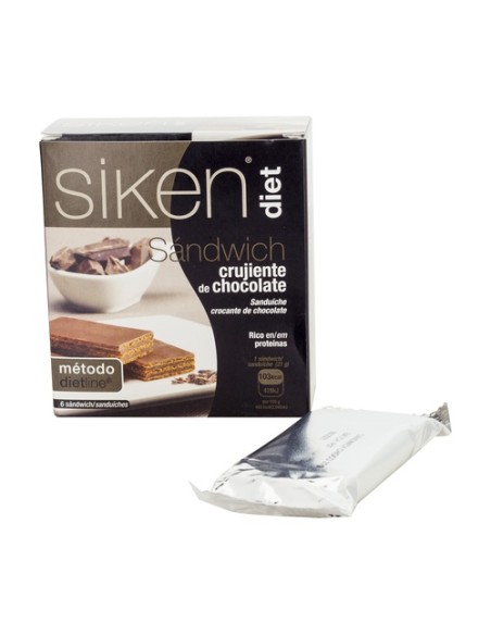 Siken Diet Sandwich Crujiente de Chocolate 6 unidades de 21g Siken