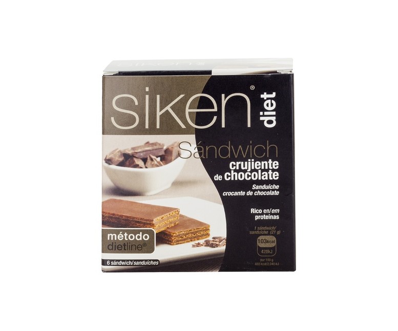 Siken Diet Sandwich Crujiente de Chocolate 6 unidades de 21g Siken