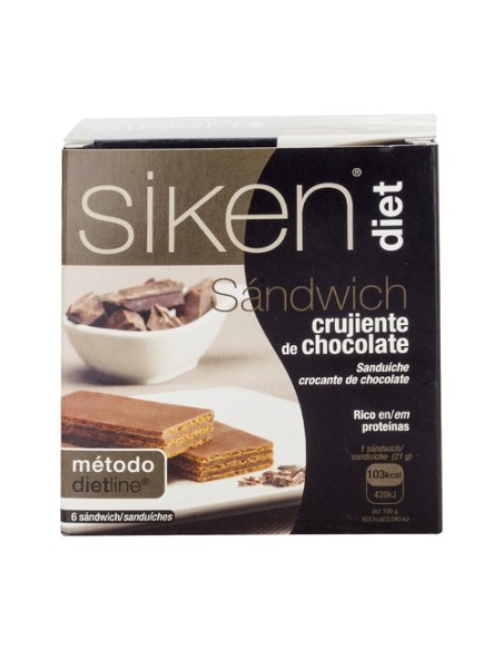 Siken Diet Sandwich Crujiente de Chocolate 6 unidades de 21g Siken
