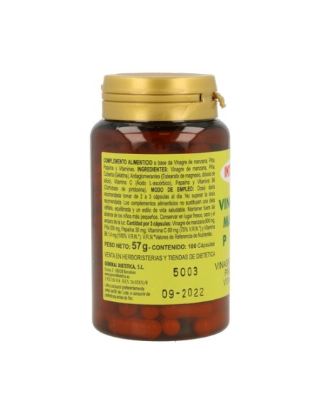 Vinagre de Manzana 100 cápsulas Integralia