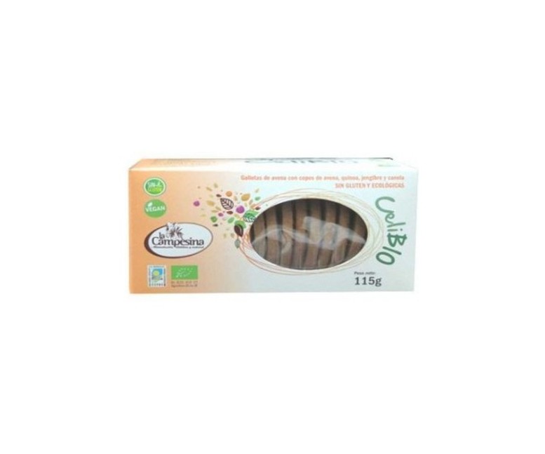 Galletas Integrales Avena Celibio con Quinoa,Jengibre y Canela Sin Gluten Bio 115 g La Campesina
