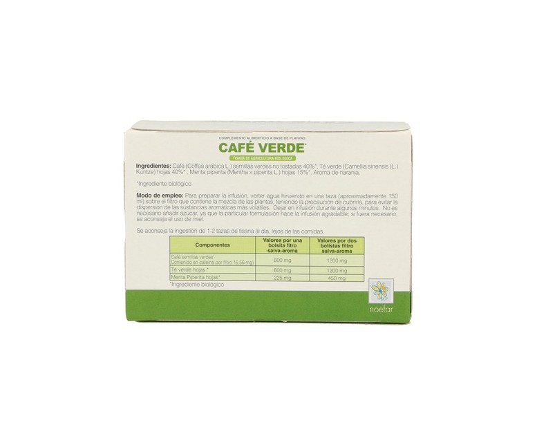 Café Verde Tisana Bio 20 sobres Noefar