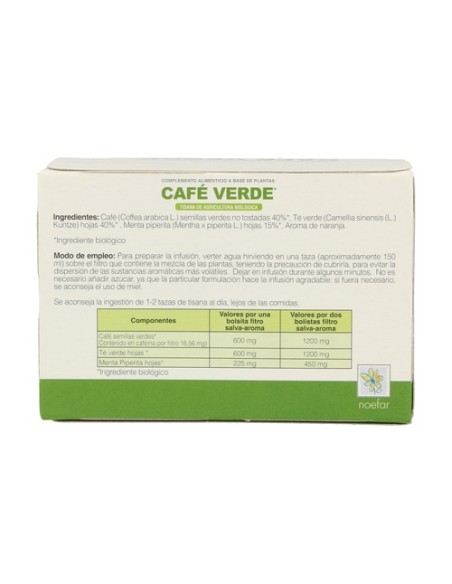 Café Verde Tisana Bio 20 sobres Noefar