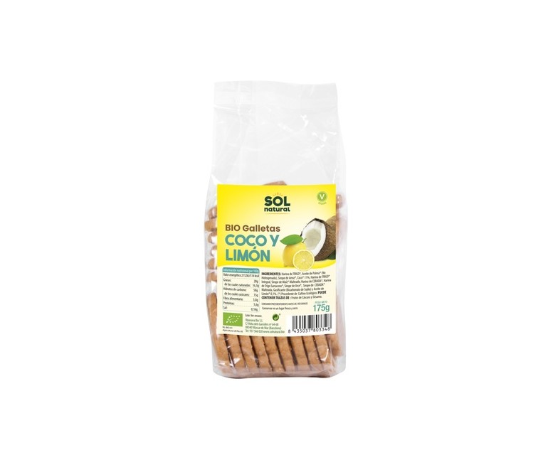 Galletas con coco y limón Bio 175 g (Limón - Coco) Sol Natural