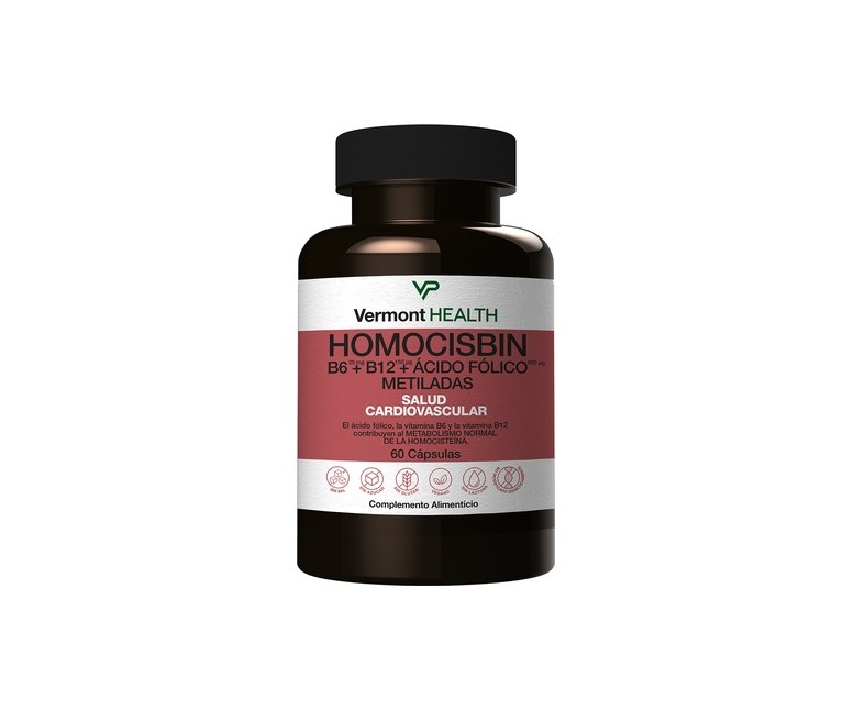 Homocisbin Vitaminas B6 + B12 + Ácido Fólico Metiladas 60 cápsulas Vermont Health