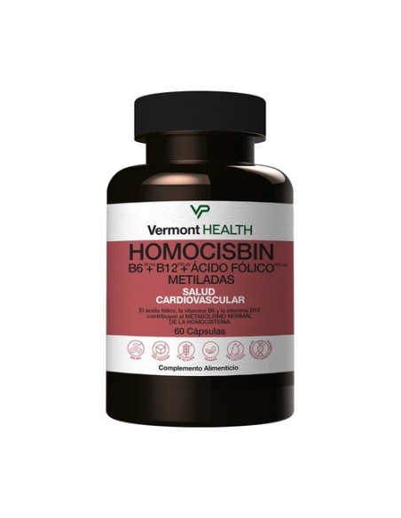 Homocisbin Vitaminas B6 + B12 + Ácido Fólico Metiladas 60 cápsulas Vermont Health