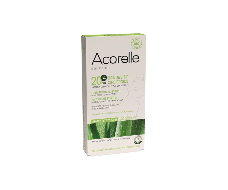 Bandas de cera fría faciales bio 20 unidades Acorelle