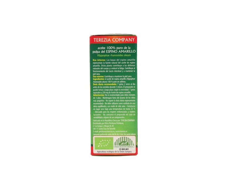 Aceite 100% puro de la pulpa del espino amarillo Bio 30 ml de aceite Terezia Company