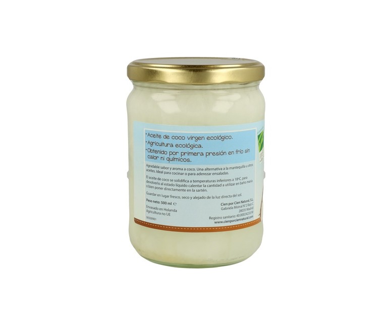 Aceite de Coco Virgen Bio 500 ml (Coco) 100% Natural