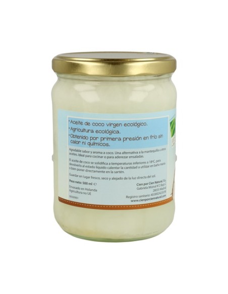 Aceite de Coco Virgen Bio 500 ml (Coco) 100% Natural