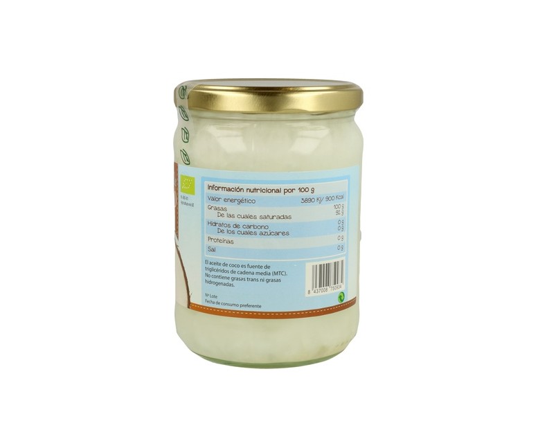 Aceite de Coco Virgen Bio 500 ml (Coco) 100% Natural