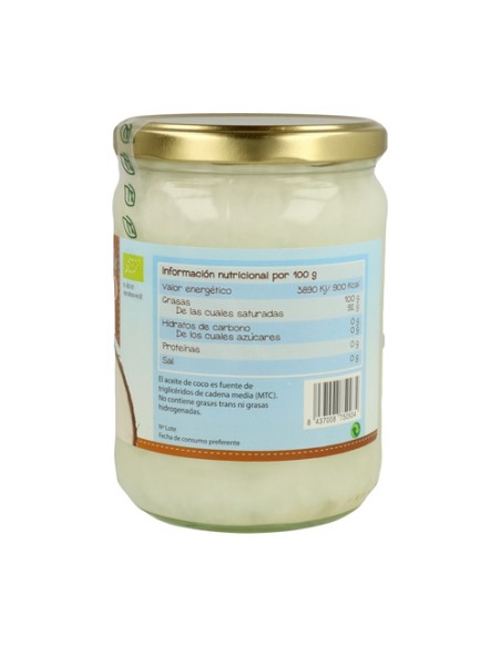 Aceite de Coco Virgen Bio 500 ml (Coco) 100% Natural
