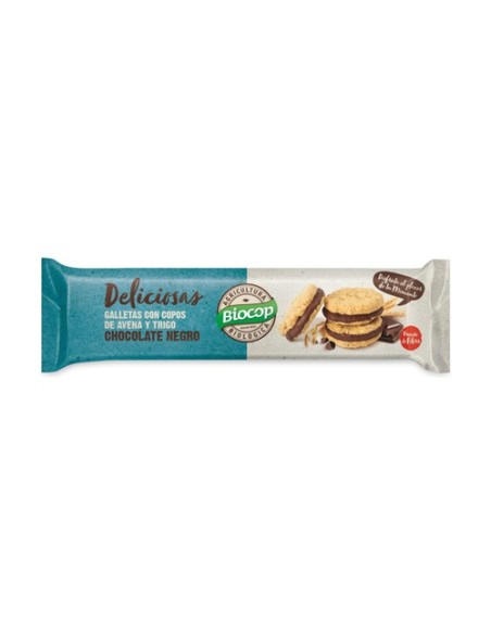 Galletas con Copos de Avena Rellena de Chocolate Negro 150 g Biocop