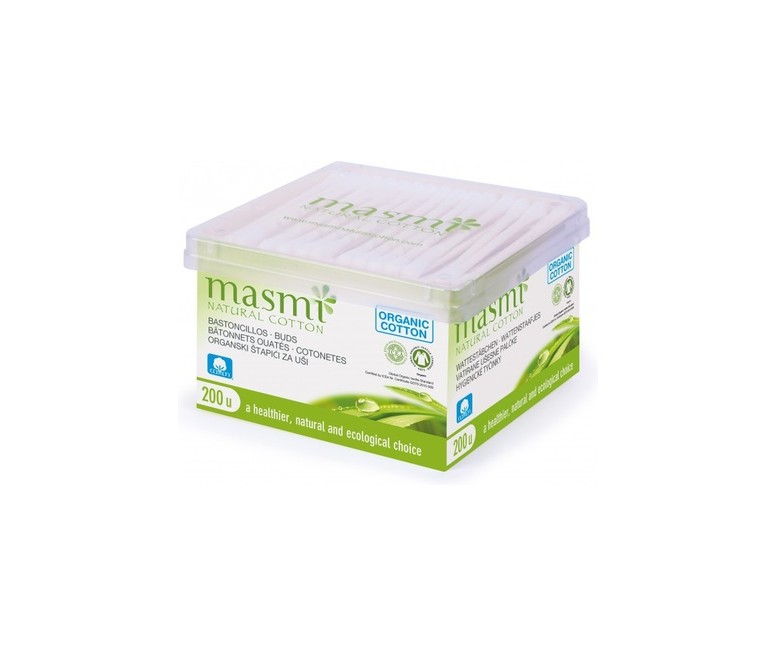 Bastoncillos Algodón Eco 200 unidades Masmi Natural Cotton