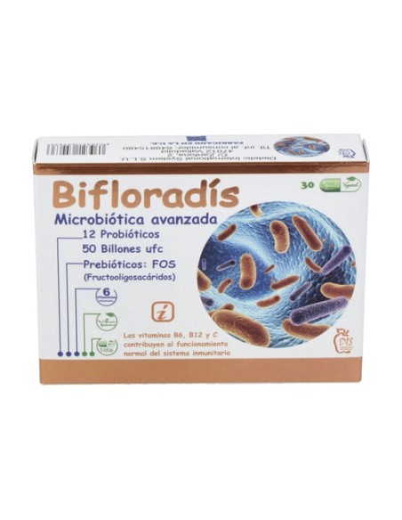 Bifloradis bienestar de la flora intestinal 30 cápsulas vegetales Dis
