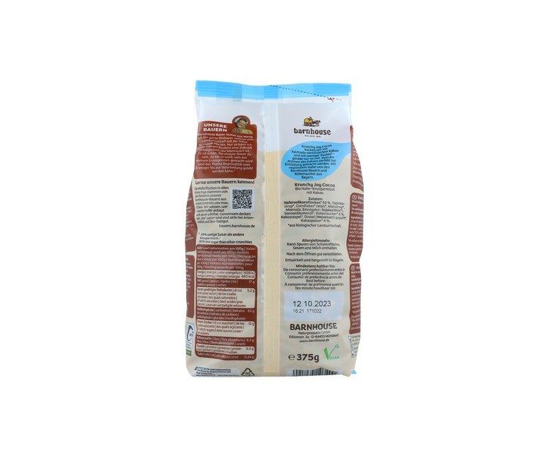 Krunchy Joy Chocolate - granola de cacao 375 g Barnhouse