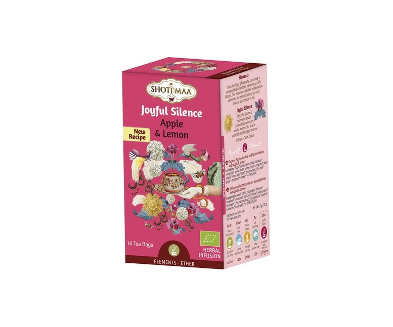 Té de hierbas ayurvédicas de manzana y limón - Joyful Silence 16 bolsitas infusoras de 2g Haris Treasures