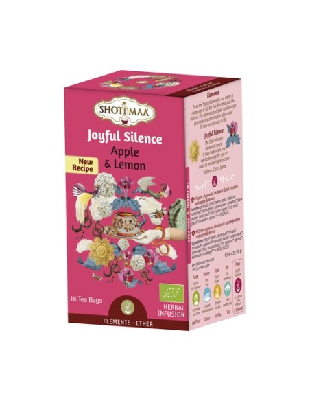 Té de hierbas ayurvédicas de manzana y limón - Joyful Silence 16 bolsitas infusoras de 2g Haris Treasures