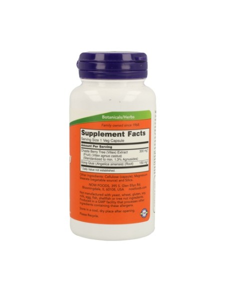 Baya casta - extracto de vitex 300mg 90 cápsulas NOW Foods