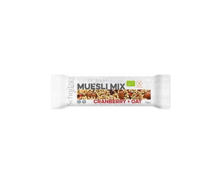 Barrita de avellanas y arándanos rojos sin gluten 40 g Schnitzer