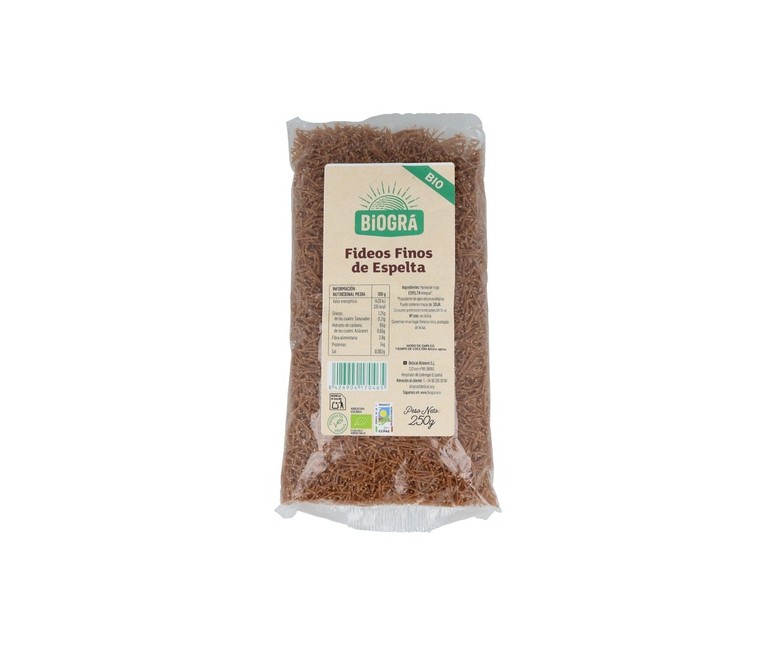 Fideos finos de espelta Eco 250 g Biográ