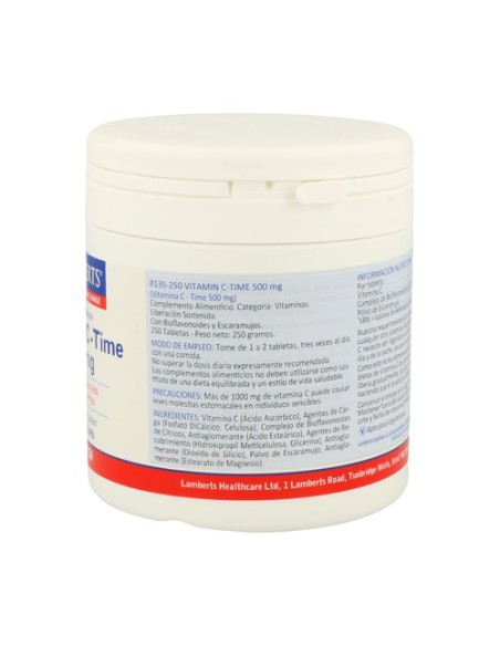Vitamina C con bioflavonoides Liberación sostenida 250 tabletas (500mg) Lamberts