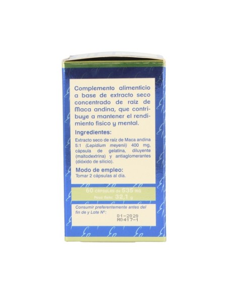 Maca 2.000 mg 60 cápsulas vegetales de 535mg Estado Puro
