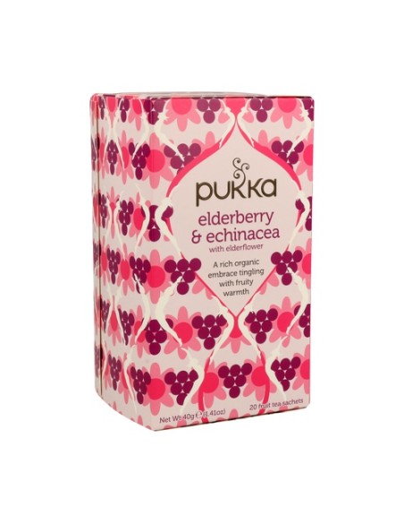 Infusión Saúco y Equinácea (Elderberry & Echinacea) BIO 20 bolsitas infusoras Pukka