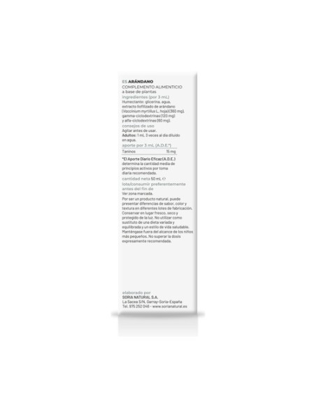 Extracto de Árandano (Fórmula XXI) 50 ml Soria Natural