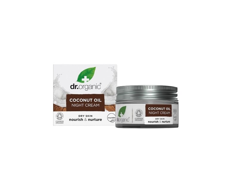 Crema de noche Aceite de Coco Virgen Orgánico 50 ml de crema Dr. Organic