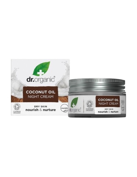 Crema de noche Aceite de Coco Virgen Orgánico 50 ml de crema Dr. Organic